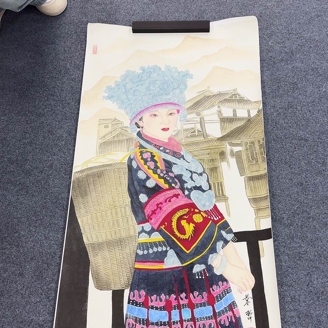 国画作品小姐姐放漏中