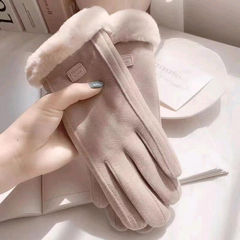 女士秋冬季户外毛绒手套