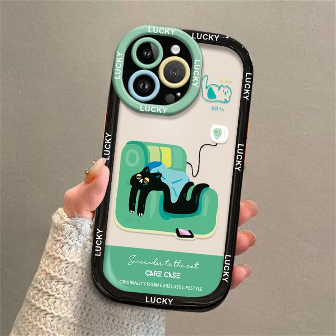 【苹果/华为/荣耀/OPPO/vivo/小米】摆烂猫咪磨砂泡芙手机壳
