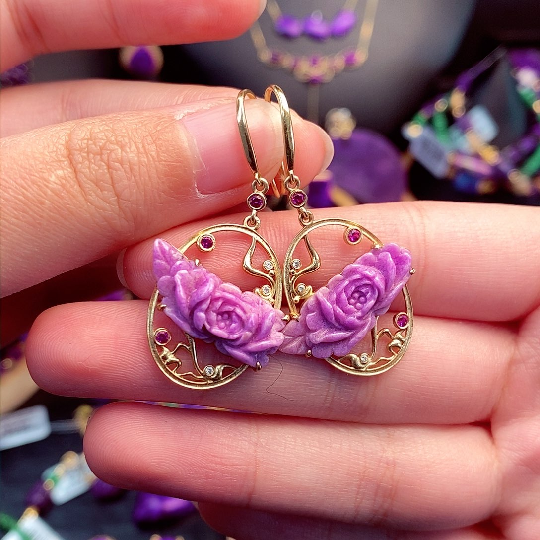 苏纪石（舒俱来）耳饰18K金镶嵌