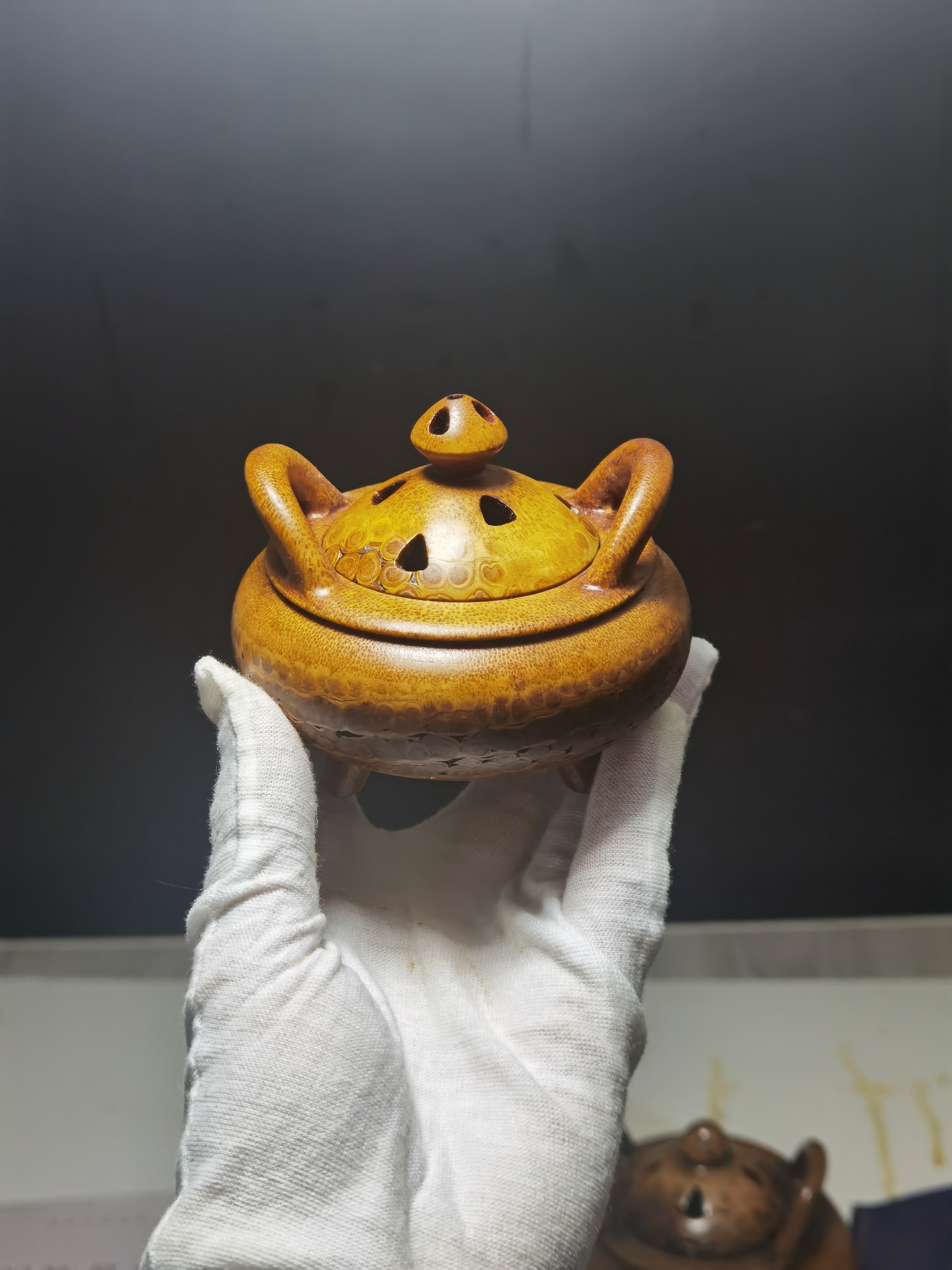 纯天然竹根雕刻香炉