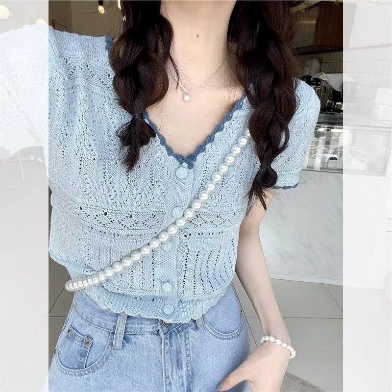 (C01-C70）2025春夏新款时尚针织套头马甲开衫短袖女装小香风