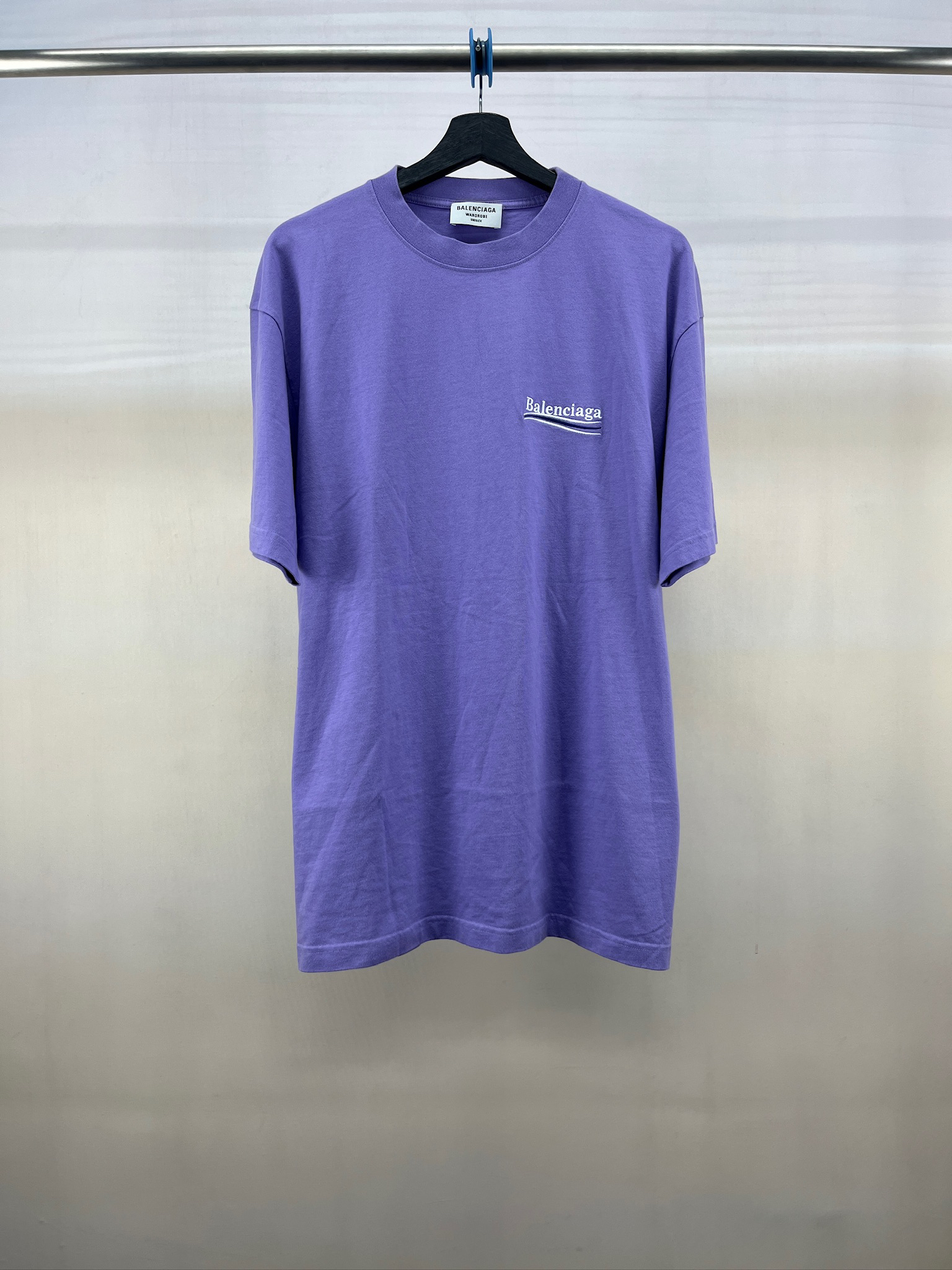 99新 Balenciaga/巴黎世家 香芋紫刺绣可乐短袖/M码/M1530