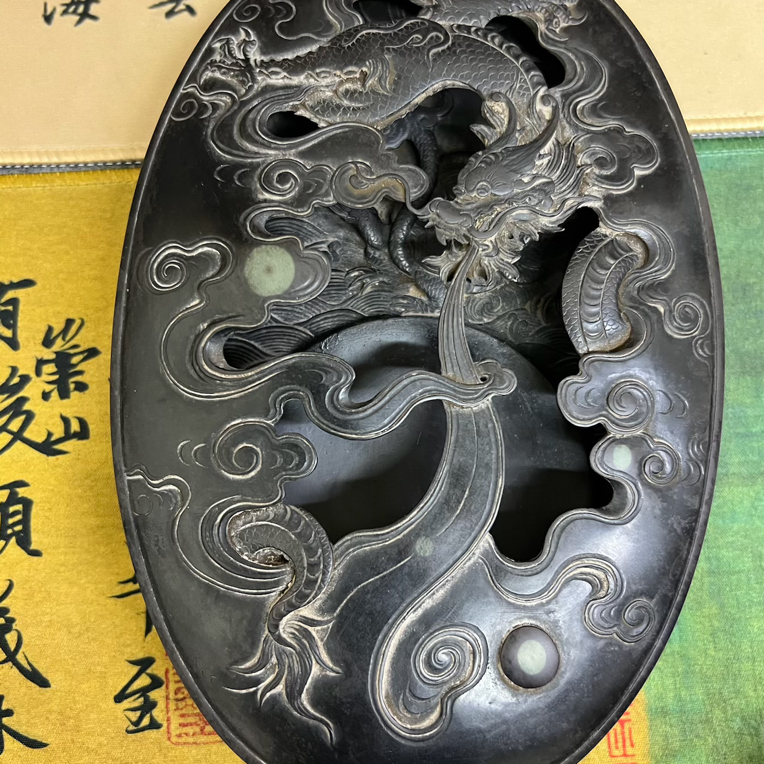 旧藏老物件端砚石砚台：福寿祥瑞之选