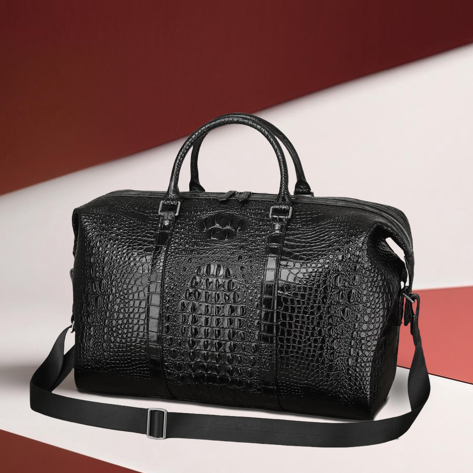 鳄鱼纹男包2025新款真皮大容量旅行包手提袋时尚休闲男百搭大包包