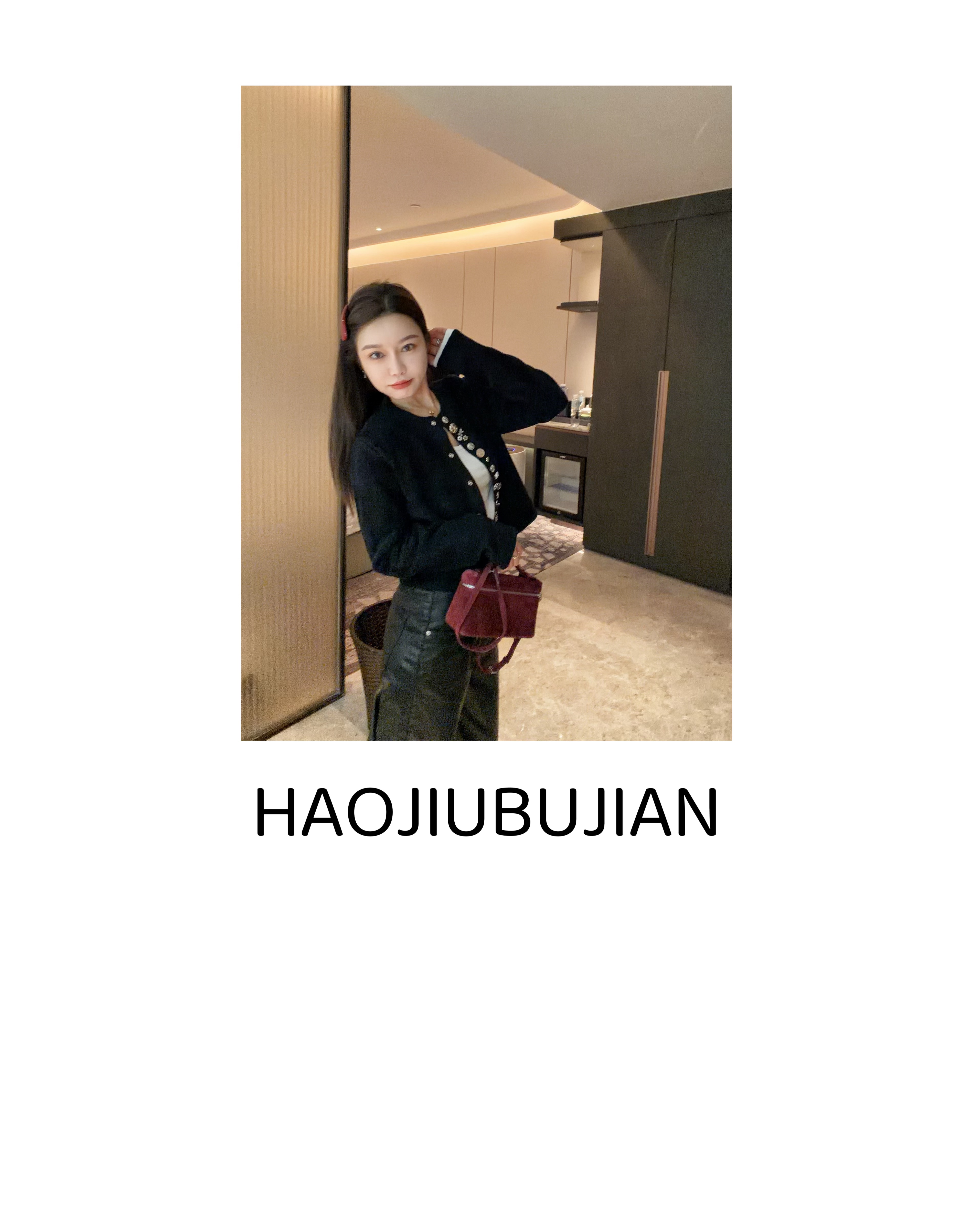 好久不见黑色重工金属扣设计感针织开衫