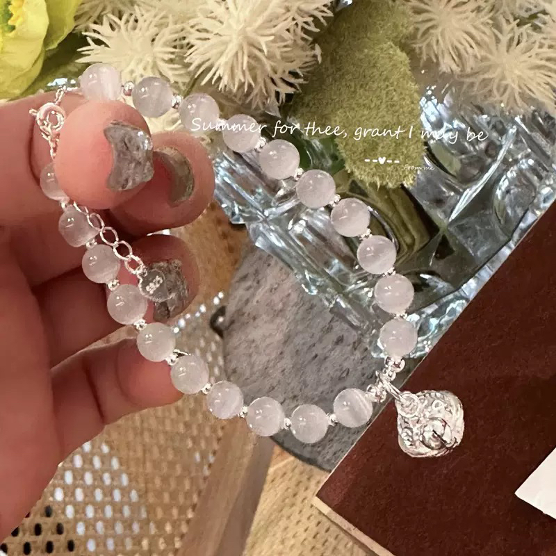 925银手链 纯银925猫眼*宫铃手串百搭简约