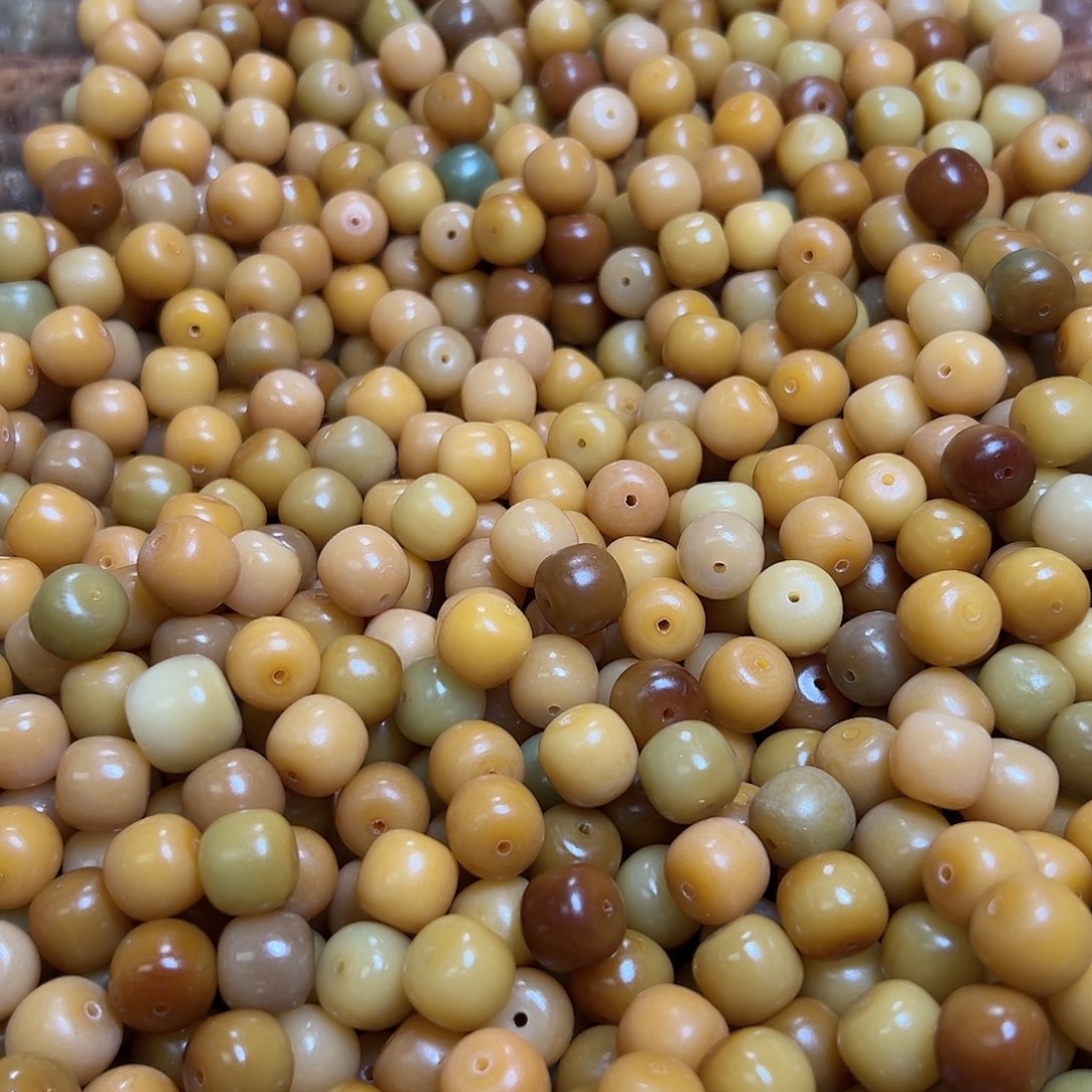 菩提根/象牙果吊坠卡14鸡油黄桶珠16颗