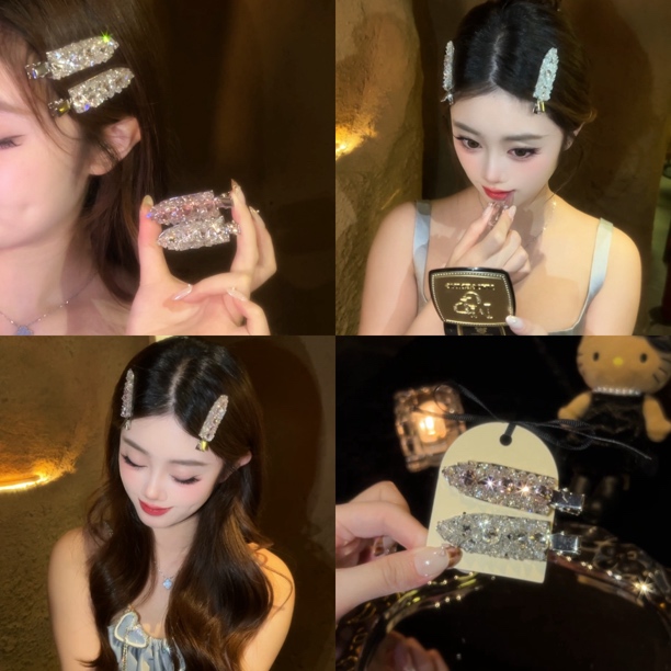 雨琦同款化妆无痕夹～洋气满钻锆石精致刘海夹碎发夹