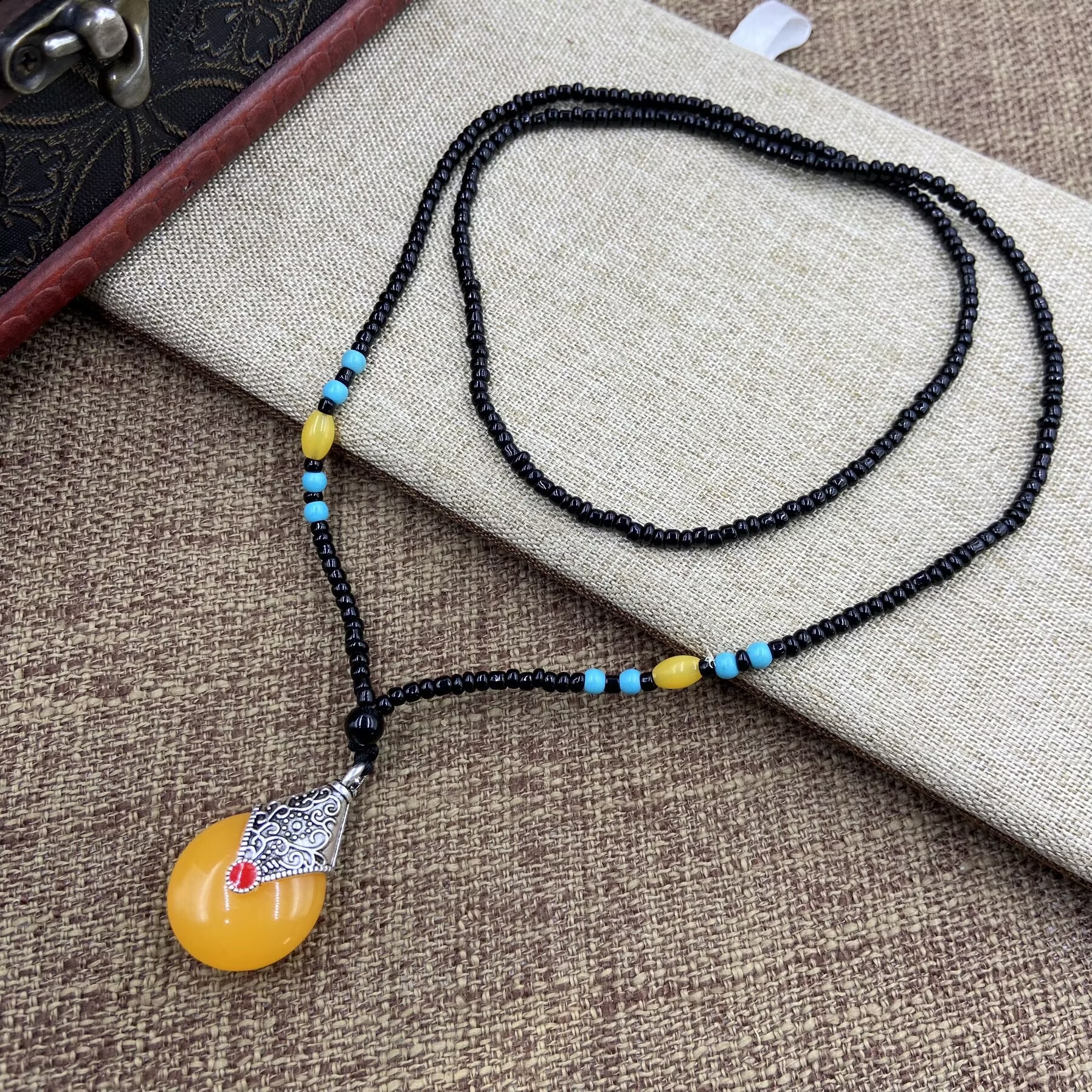 非金属珐琅吊坠 6120  精致中国风百搭时尚黄色吊坠