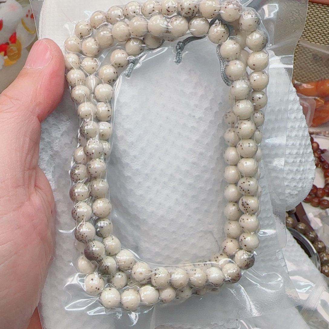 小***活手串星月菩提骨瓷白通体留白月朗星稀108-8mm头条