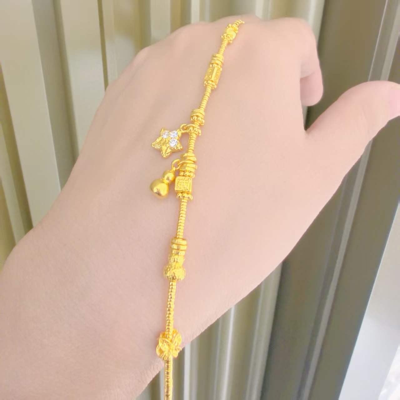 足金999星星葫芦盘缠手链5G手链精致百搭黄金首饰黄金手链