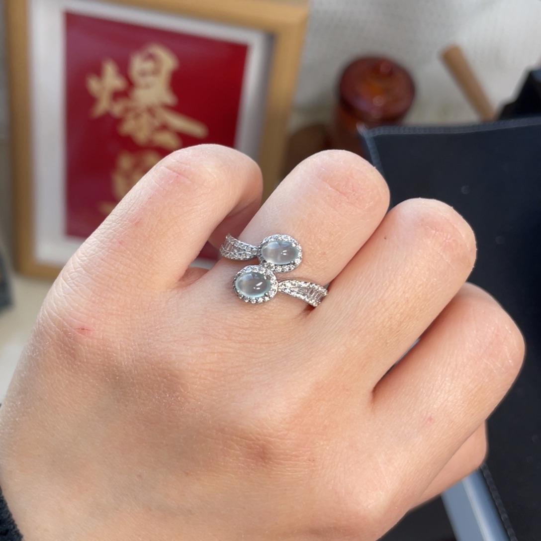 翡翠戒指银S925镶嵌155888