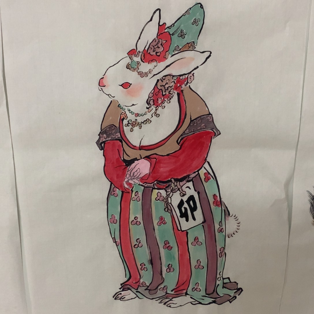 国画佳**！福利作品四尺三开生肖兔