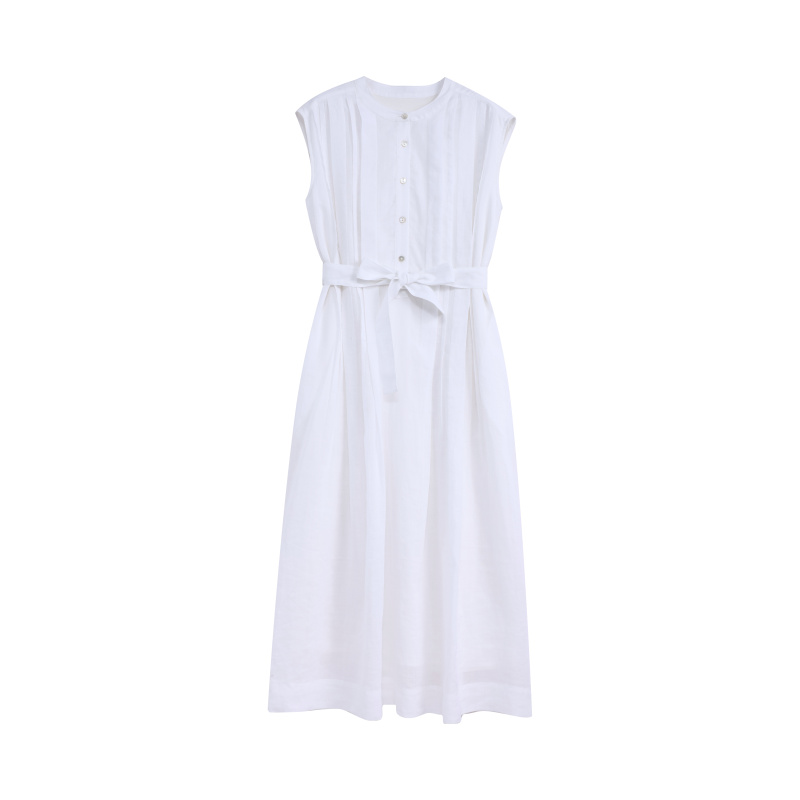 30705常【小禾订单】女装2025春夏新款苎麻平纹布中长连衣裙0298