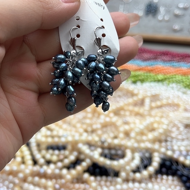 玛瑙/玉髓珠宝半成品未镶嵌一对珍珠耳扣