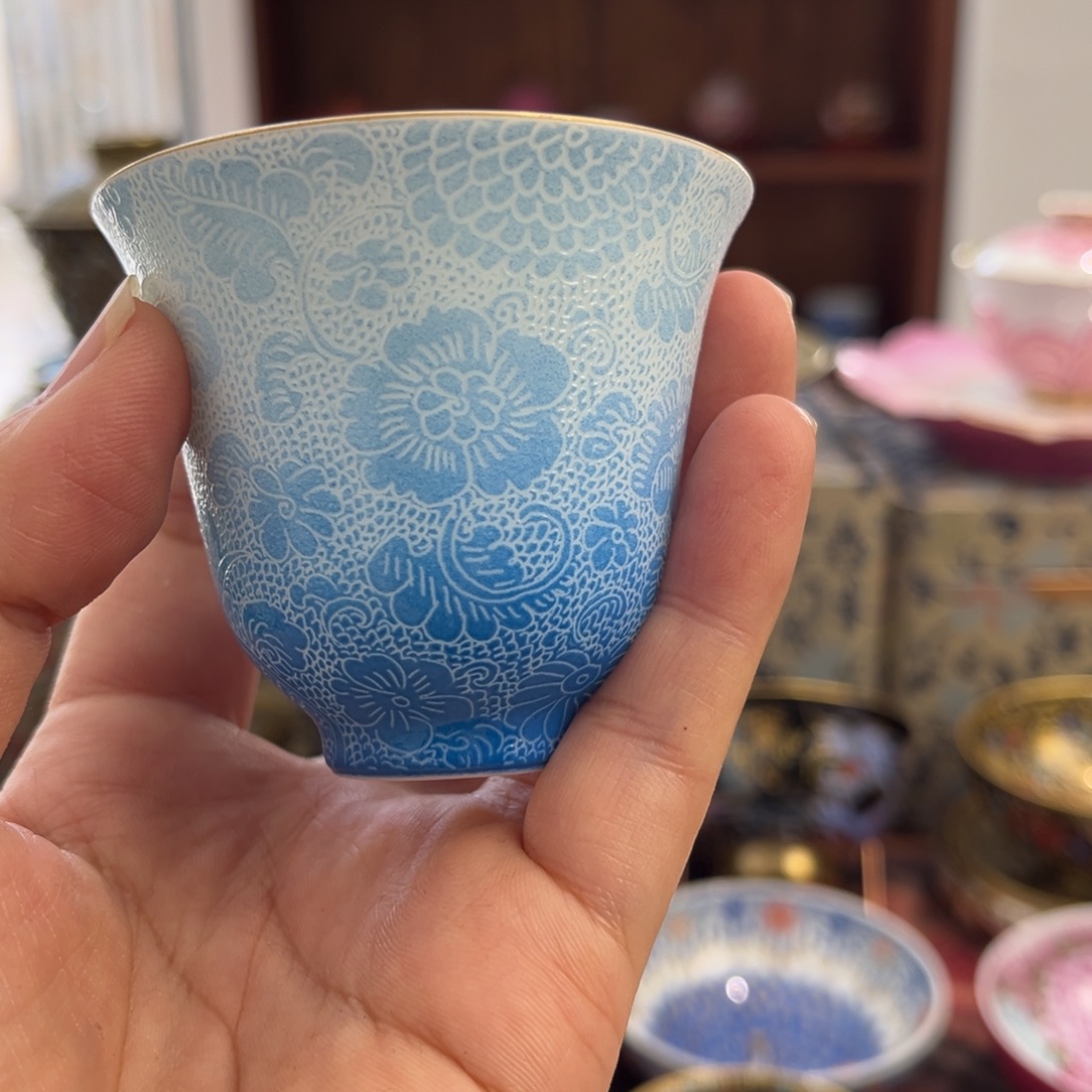 全手工全手绘耙花杯