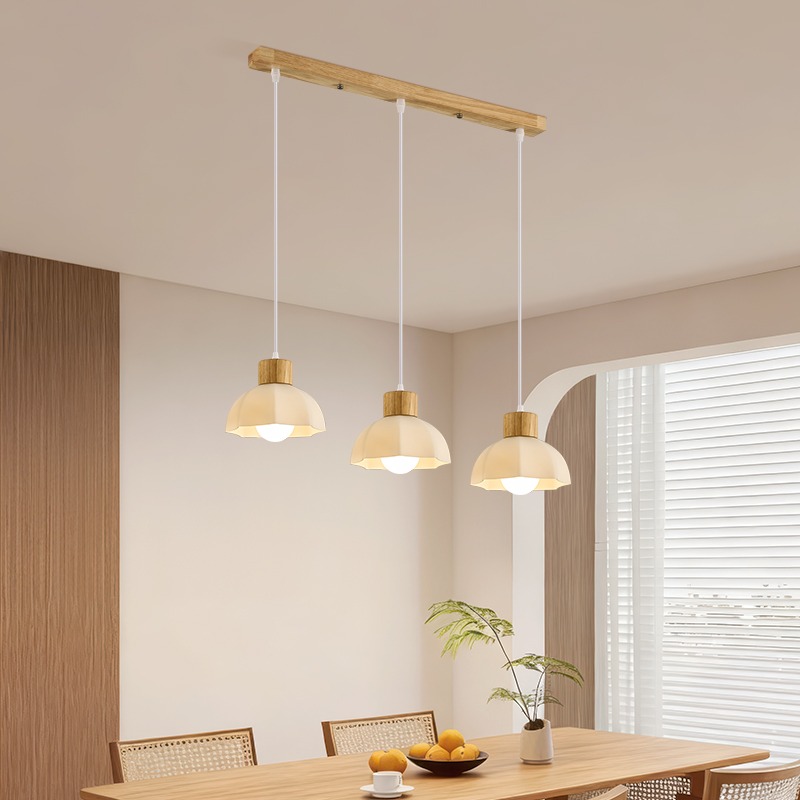 2025新款原木风全光谱餐厅吊灯北欧简约卧室床头吧台灯个性创意