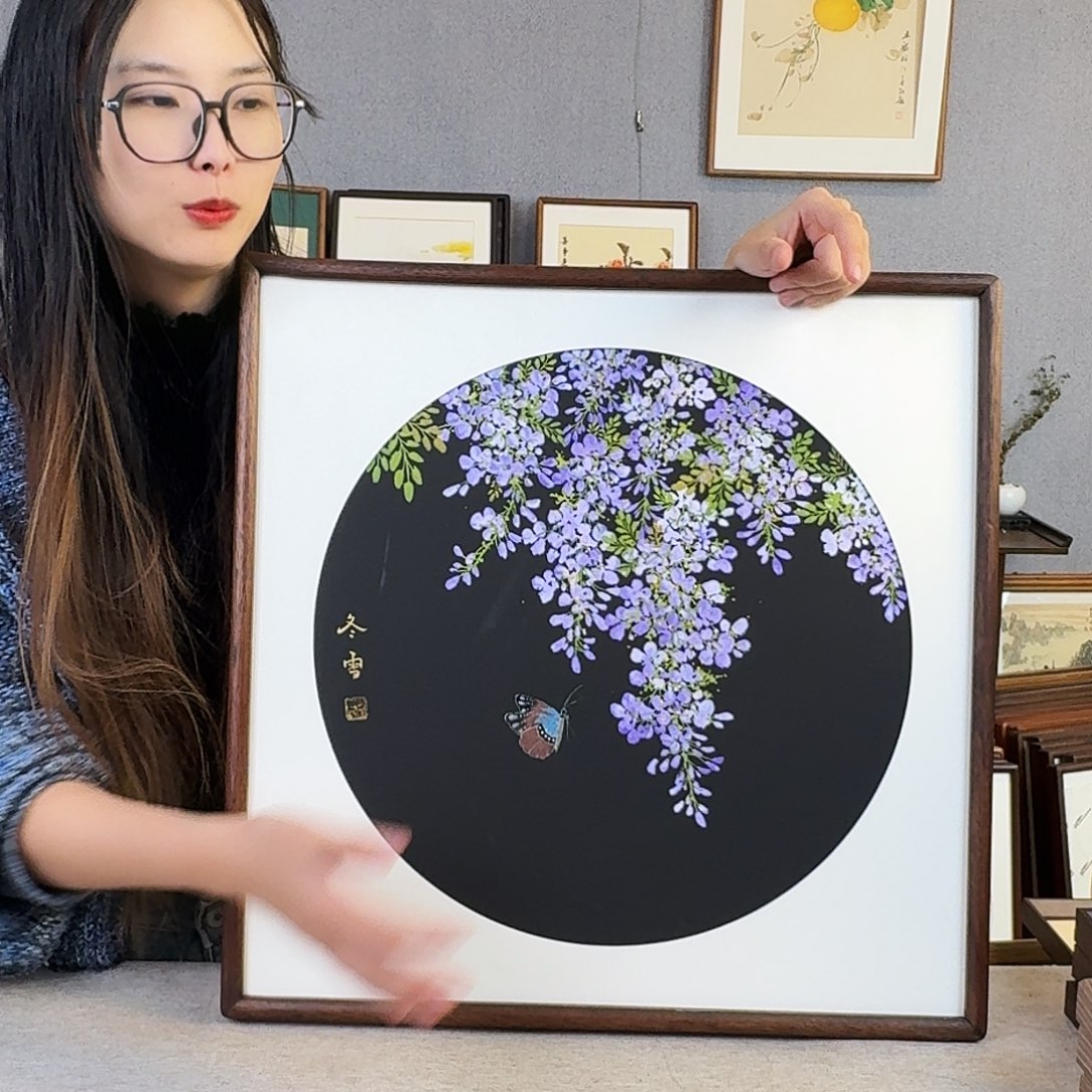 书法手绘带框尺寸： 53*53