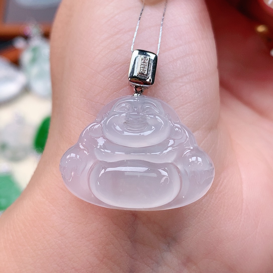 颈饰18K金镶嵌翡翠佛公