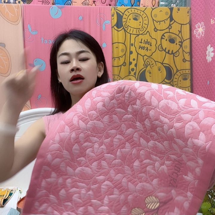 棉粉色小树叶纯棉