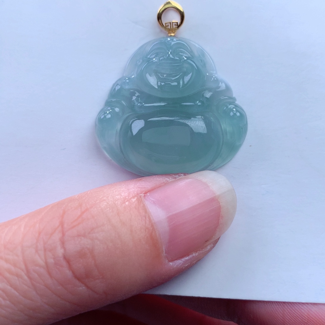 翡翠吊坠(不含链)18K金镶嵌