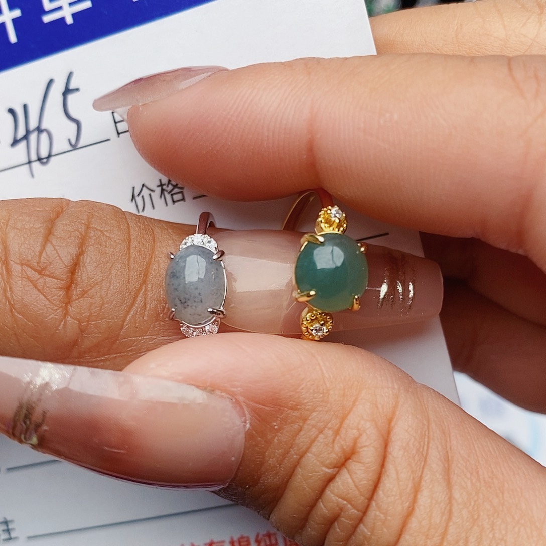 翡翠戒指银S925镶嵌戒指