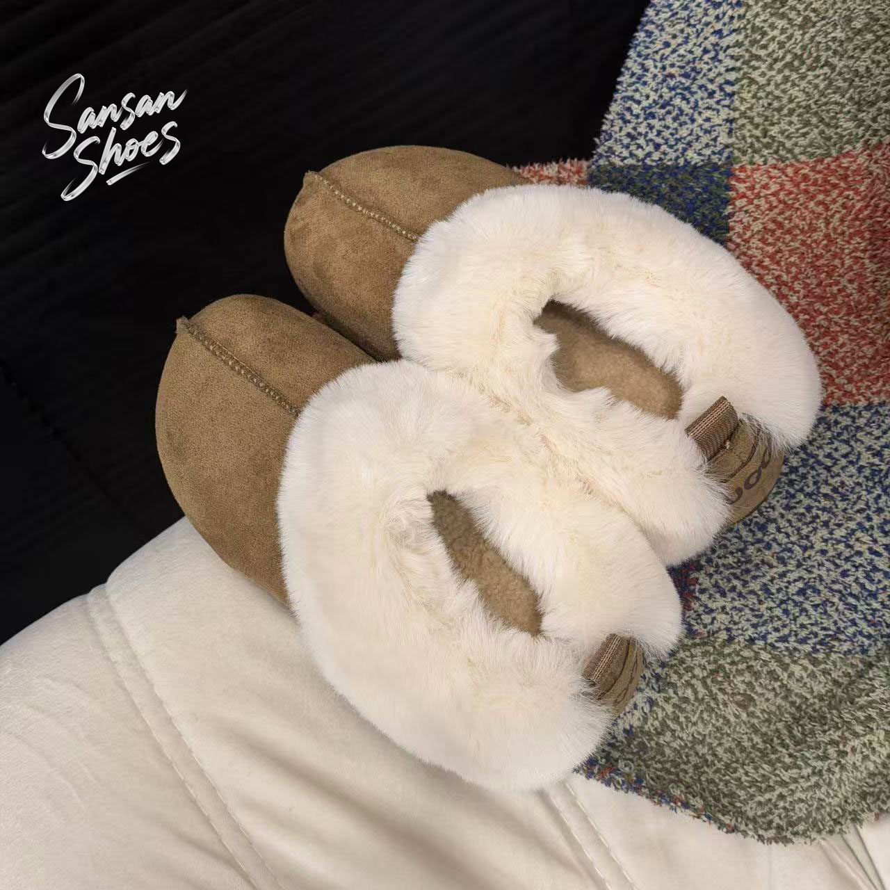 毛毛口雪地靴日式棉鞋休闲风冬季复古港复古保暖勃肯棉鞋保暖女鞋