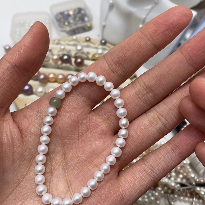 手链5.4m银S925镶嵌淡水珍珠