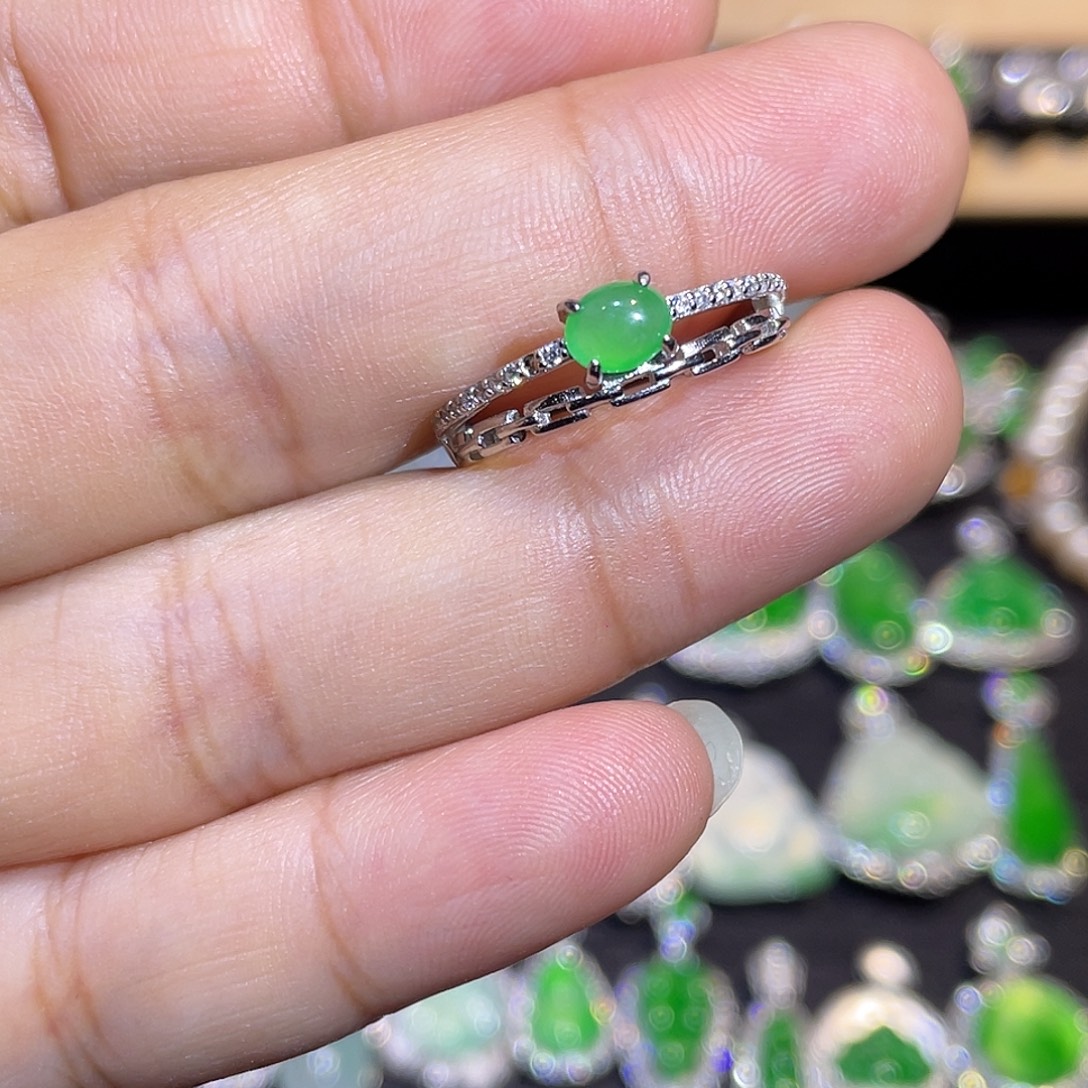 翡翠银S925镶嵌戒指