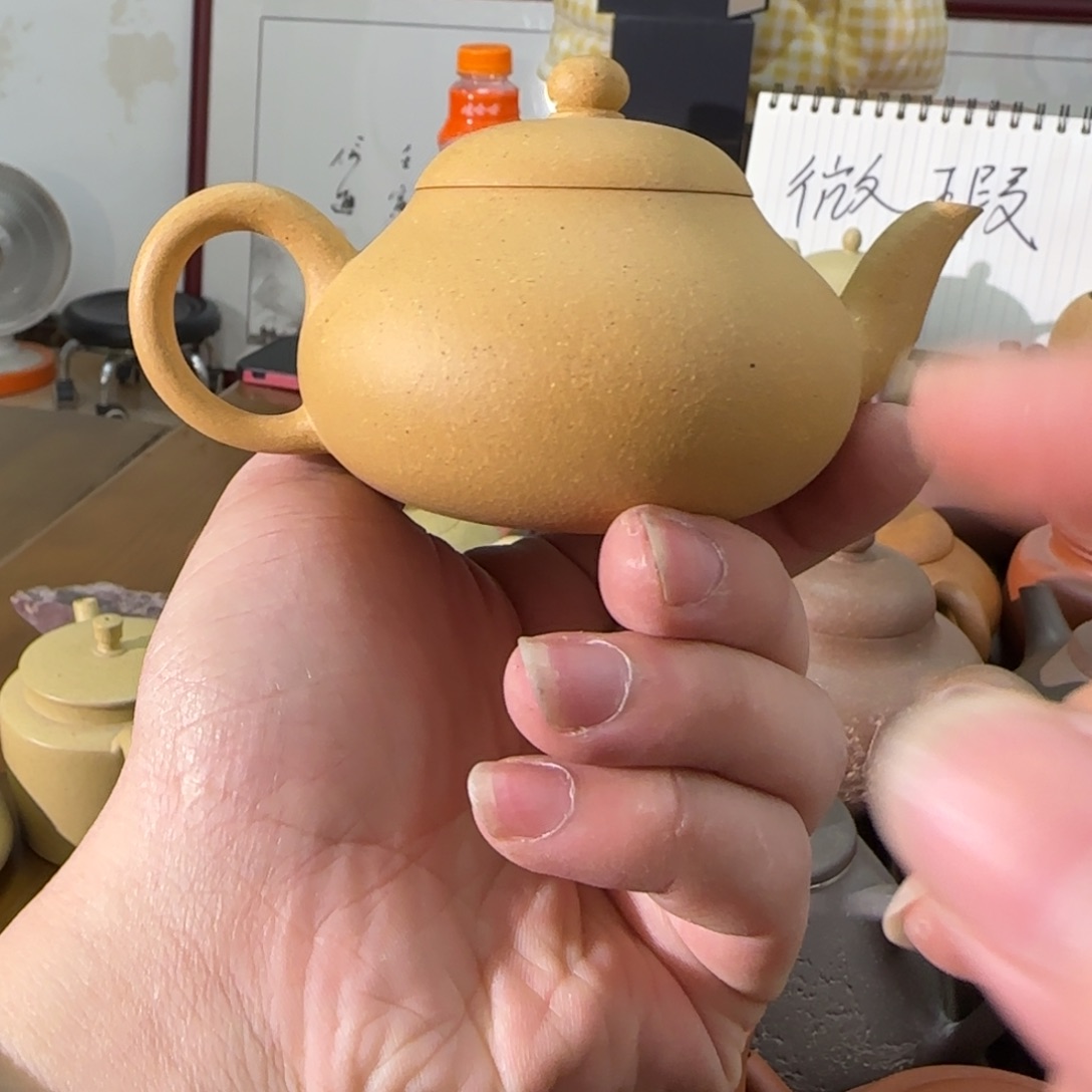 紫砂茶壶台西绵头 绿泥 矮梨