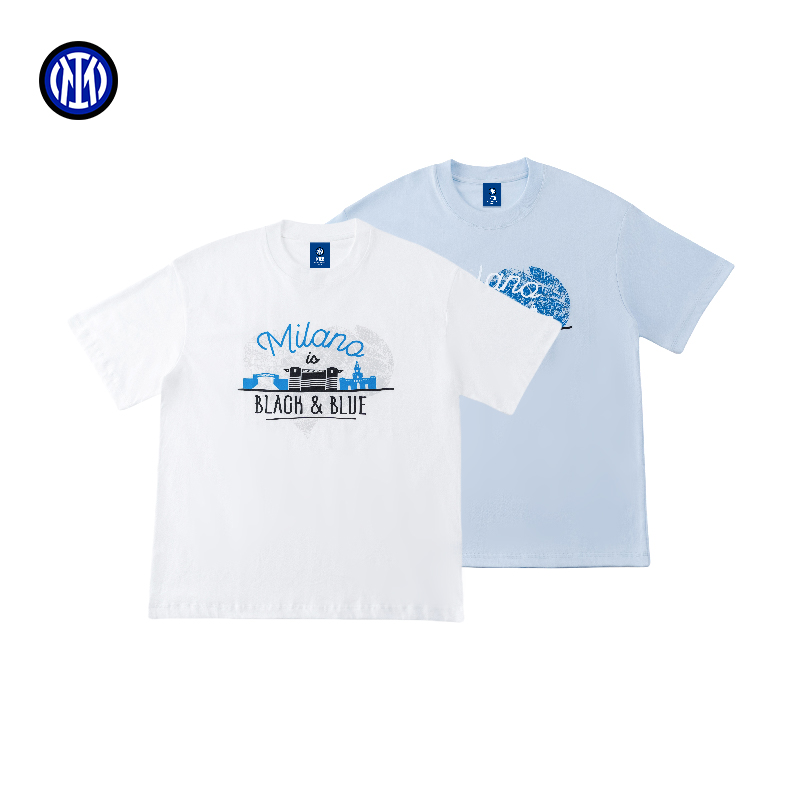 FCIM/国际米兰足球俱乐部爱心米兰城款圆领短袖纯棉运动T恤百搭