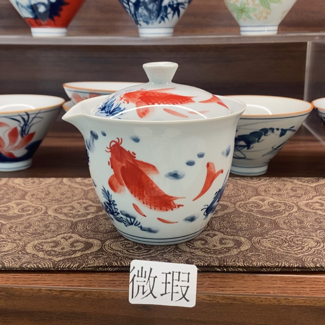 釉下彩老陶泥手工绘制