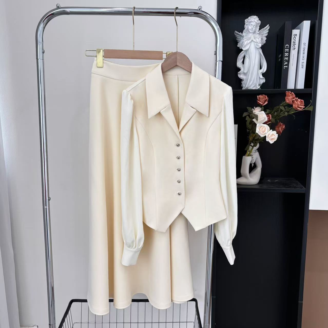 拉夏贝尔/25春新轻熟风显瘦气质优雅时尚高腰外套套装 12348 MCK