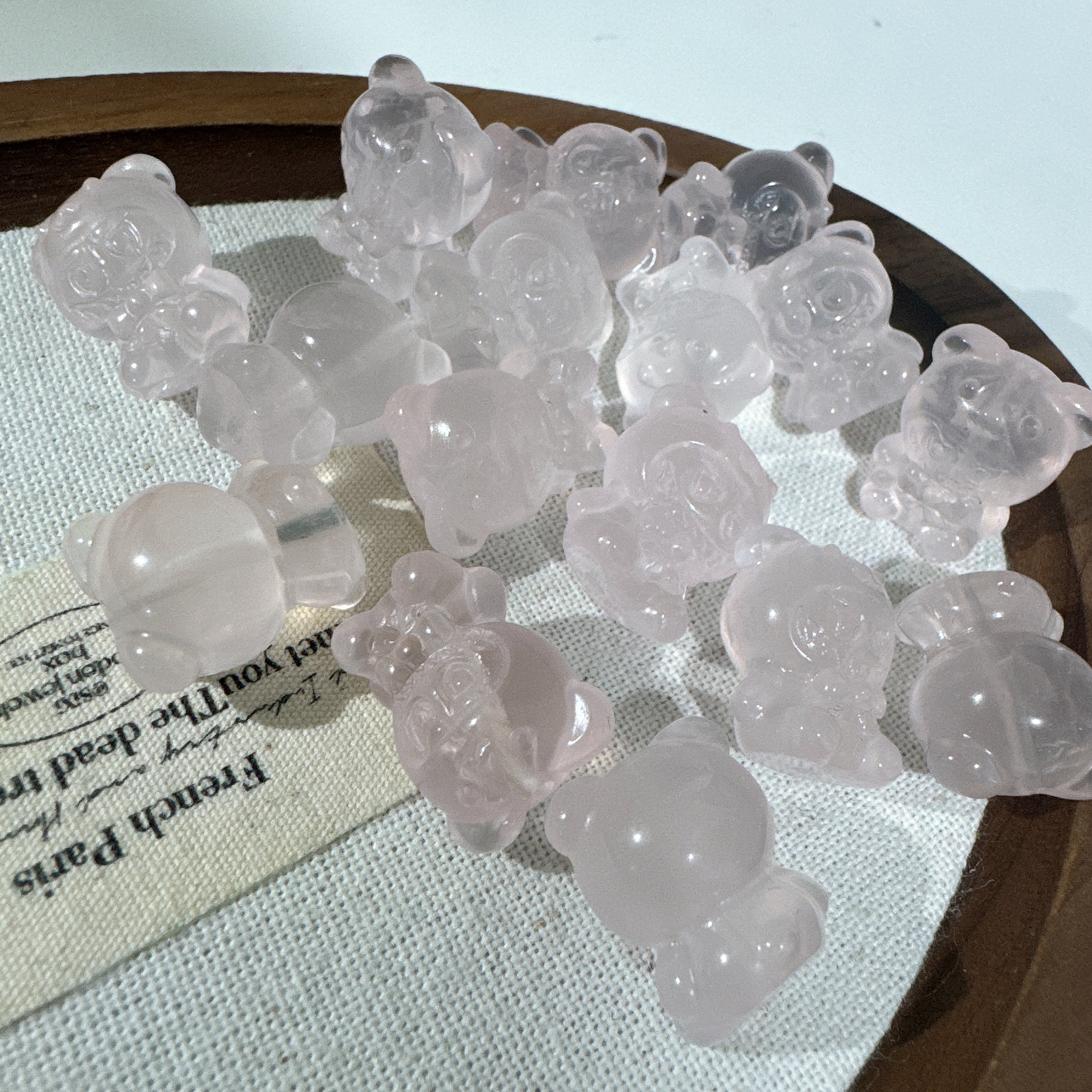 s104天然粉水晶la布布DIY配饰 通孔 18mm 多样性发一件