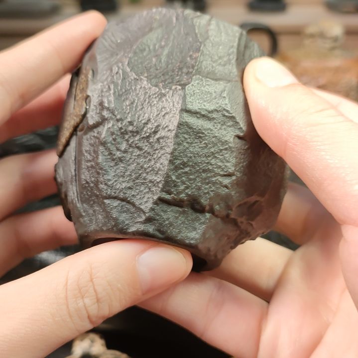 随形杯黄皮豹纹俏色山水