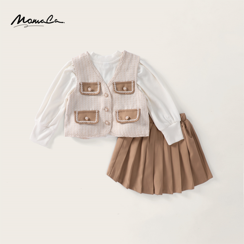 MOMOCO秋季女中大童小香风时尚套装百搭可爱三件套76730581016