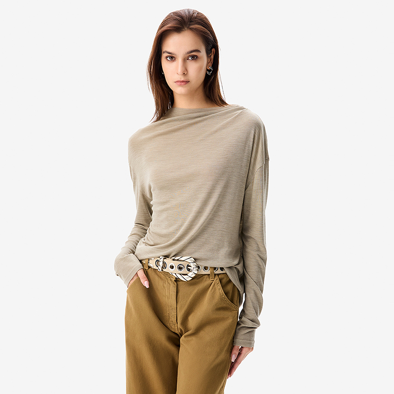 IRO Night 荡领针织衫斜肩打底衫宽松纯色法式轻奢25冬季新款