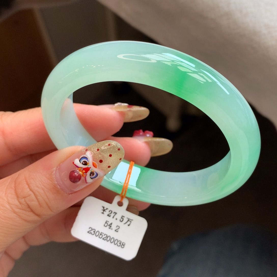 翡翠手镯未镶嵌54.2冰阳绿贵妃