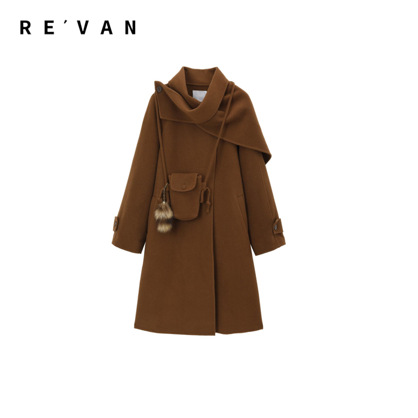 芮范revan 25秋冬   围巾双面呢大衣 ganjue买手店