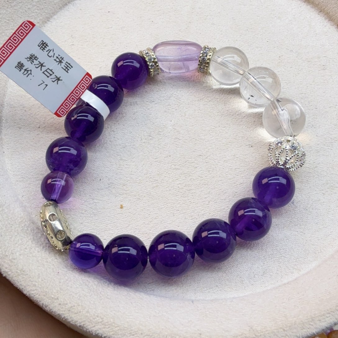 银S925镶嵌珠宝半成品紫晶