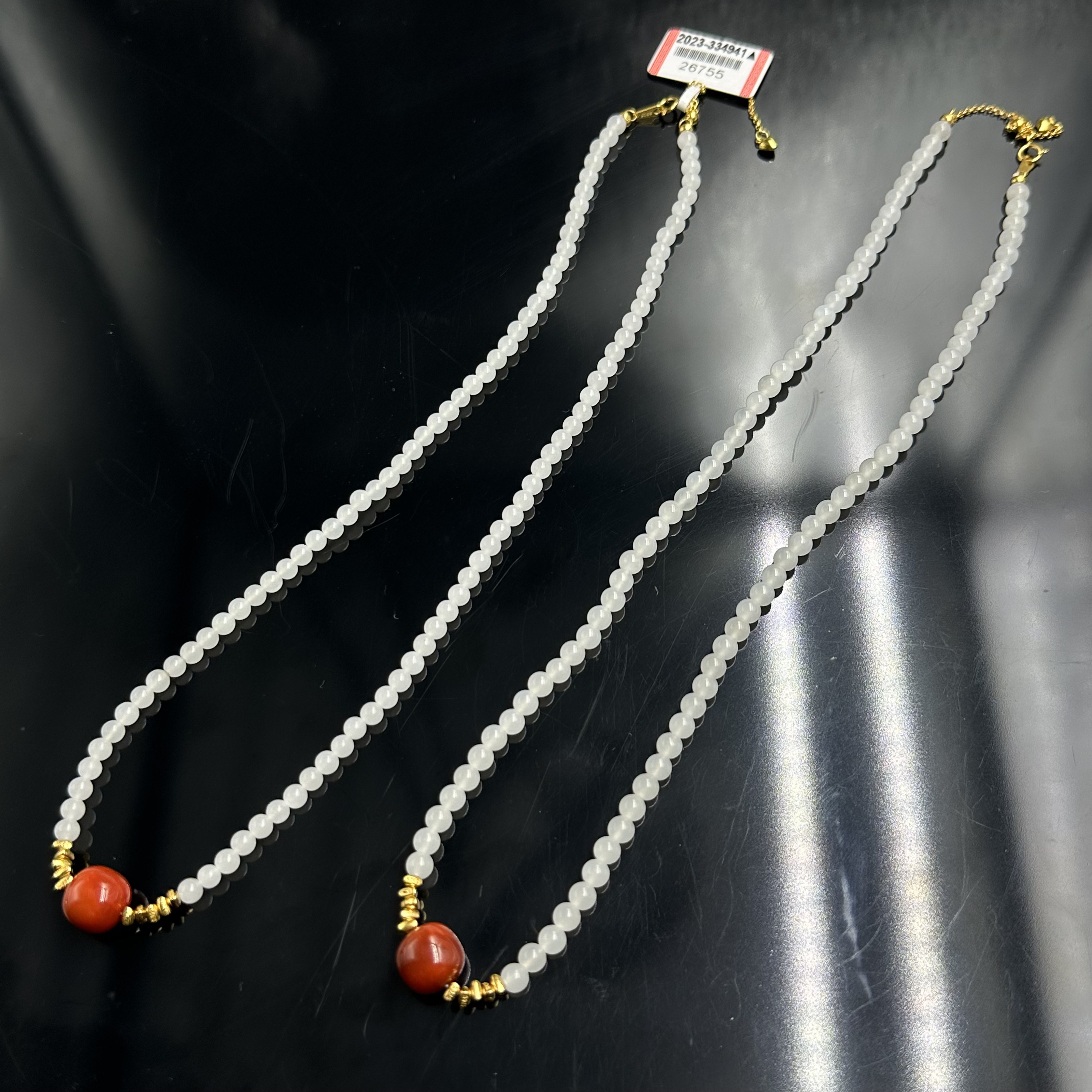 YF460和田玉白玉项链3mm+多样性发其一