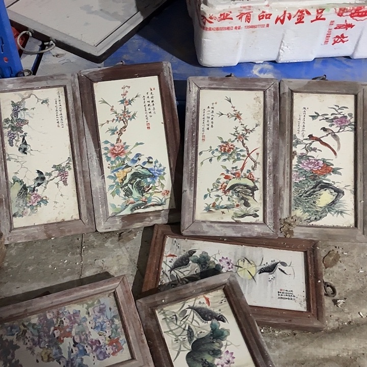 摆件陶景德镇陶瓷花鸟画四块