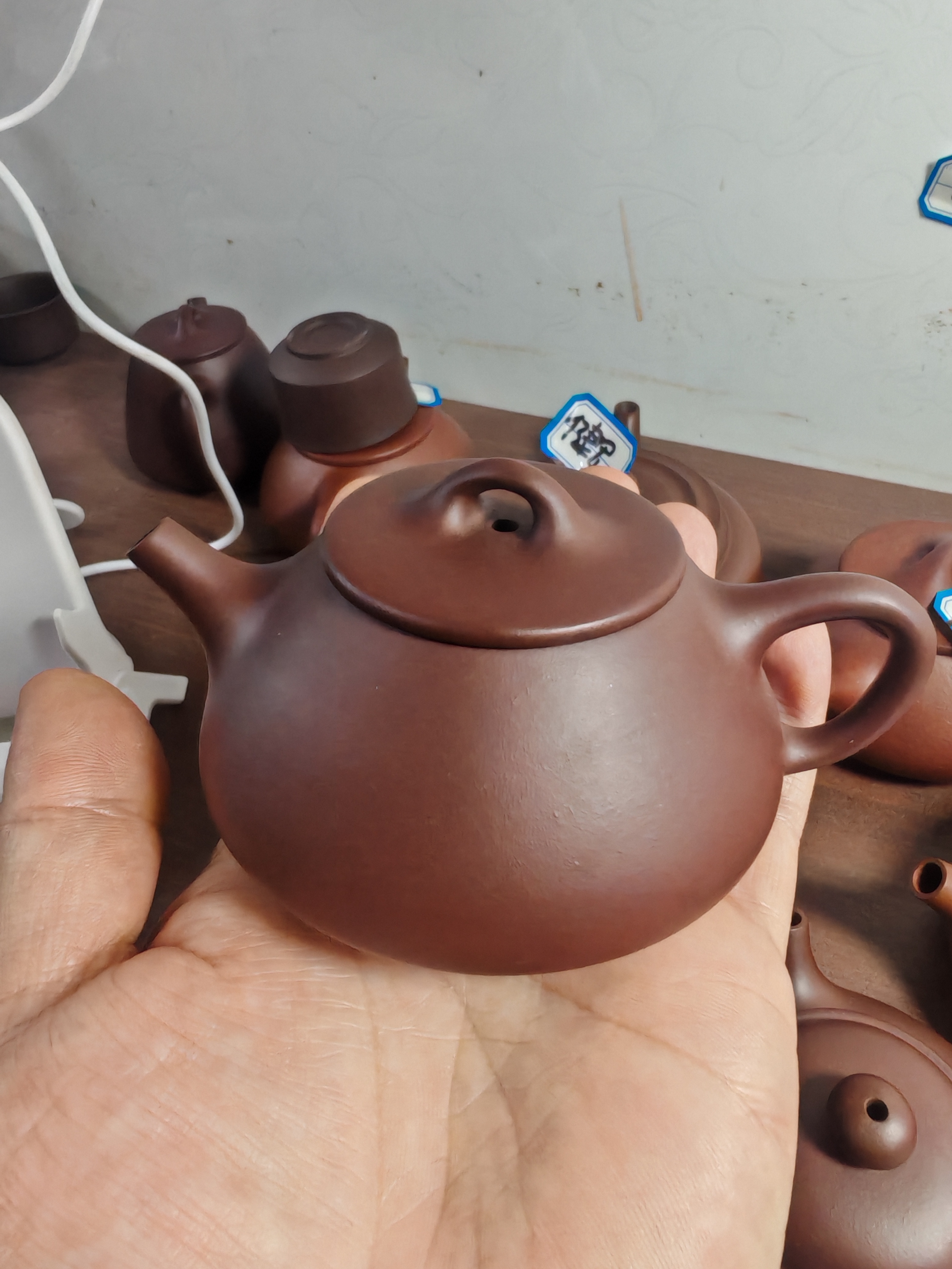 微瑕原矿老紫泥半手工石瓢紫砂壶