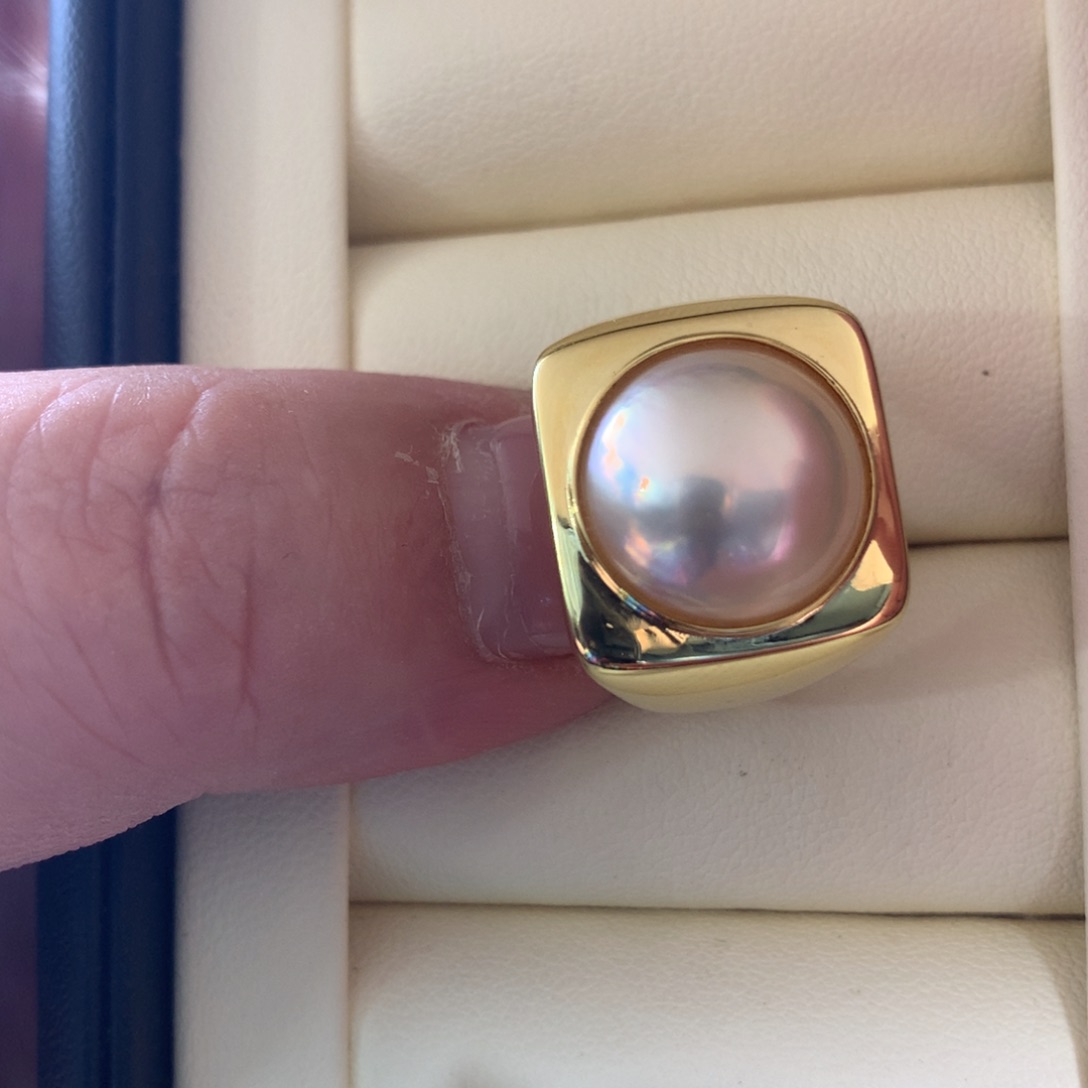 银S925镶嵌拼合珍珠（马贝珠）戒指