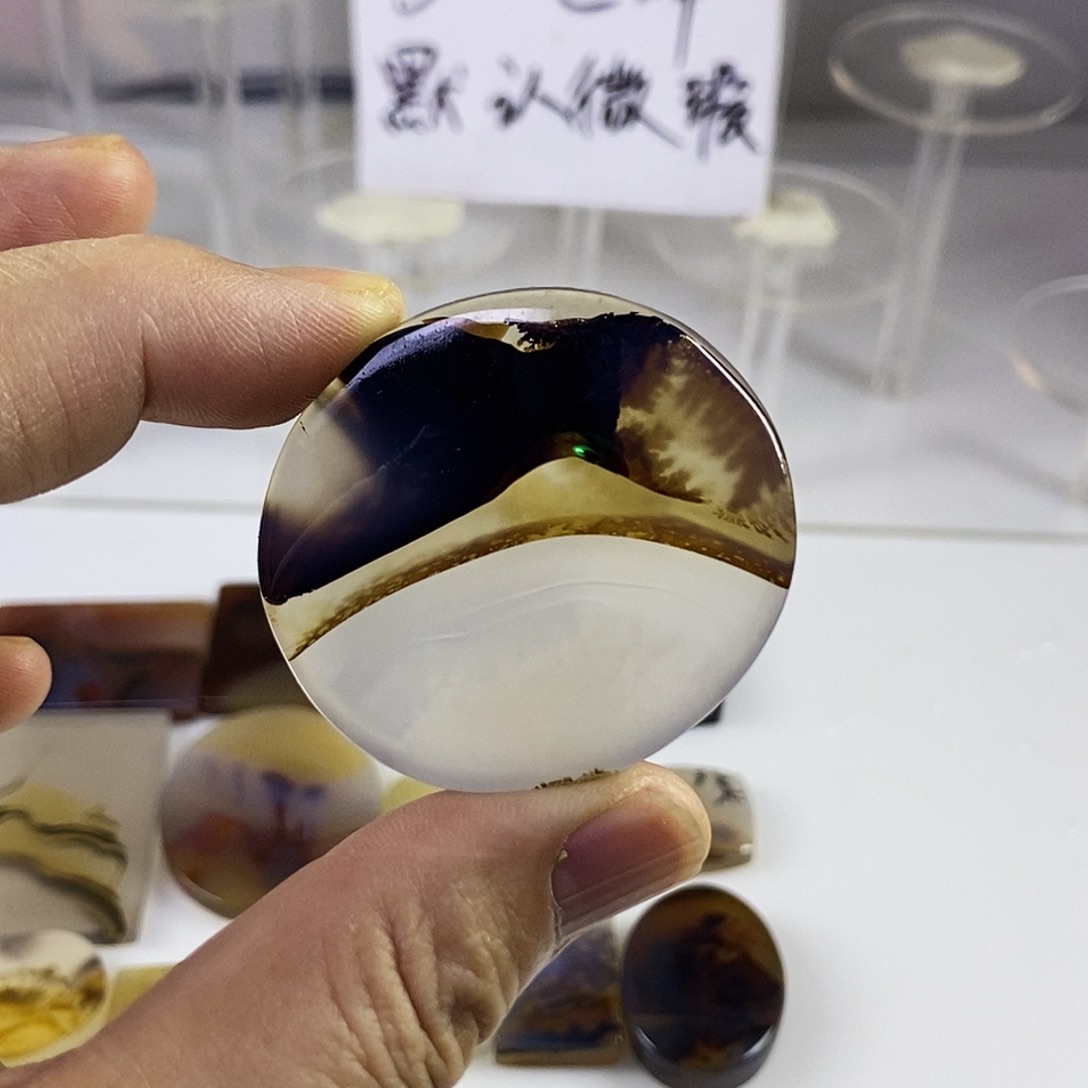 合成碳硅石非金属时尚图纹画面石饰品