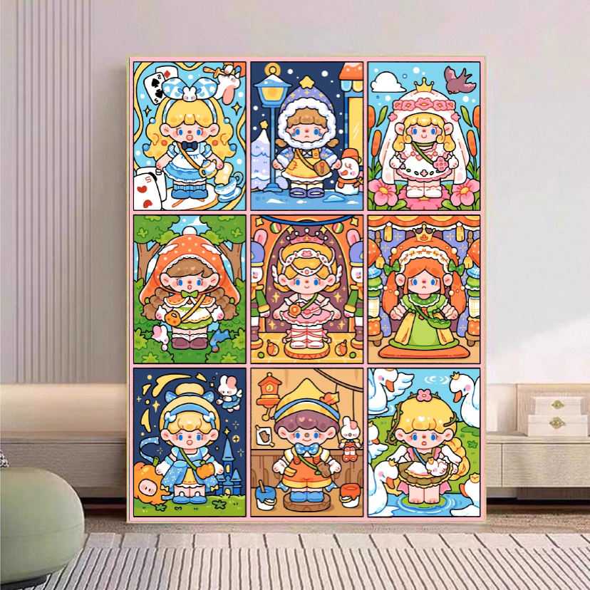 【神奇的朋友系列】DIY数字油画豆豆插画系解压填色丙烯手工装饰画