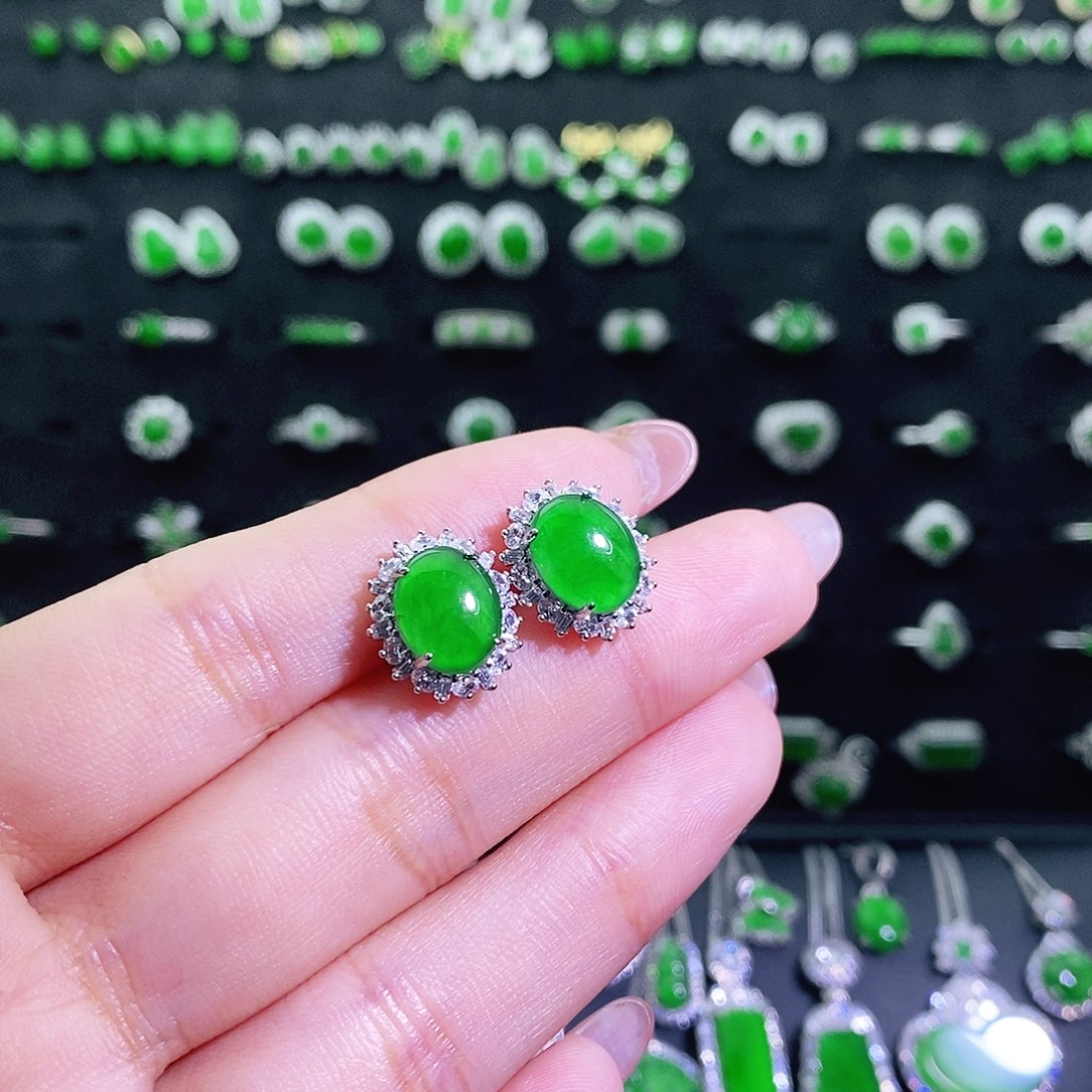翡翠银S925镶嵌耳饰多样性
