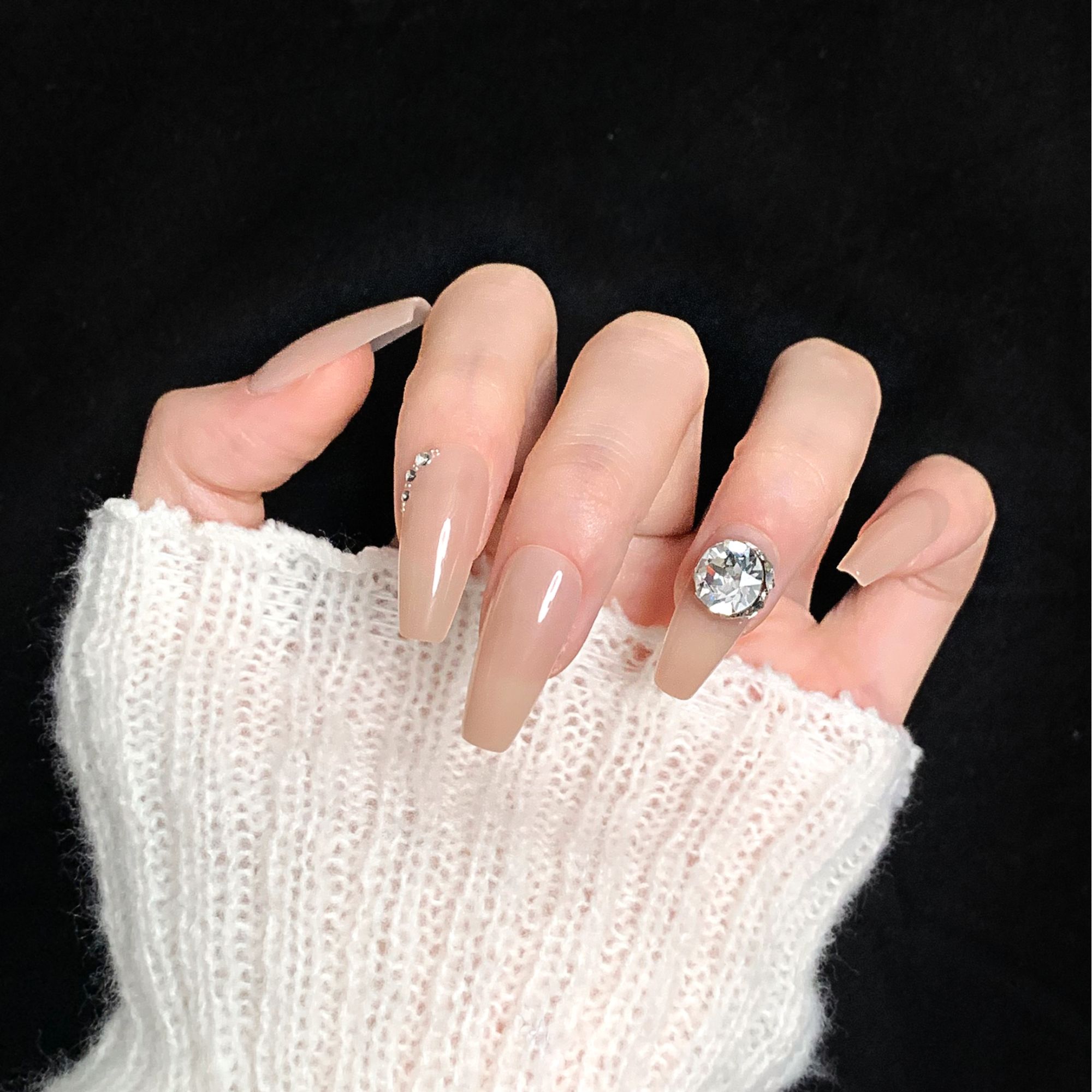 【浪漫】爆品华子钻简约温柔裸色纯手工穿戴甲