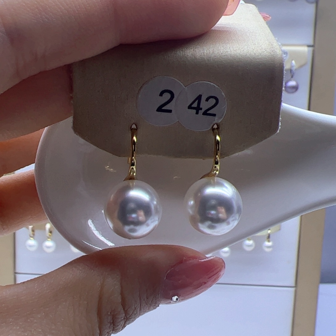 银S925镶嵌淡水珍珠耳饰